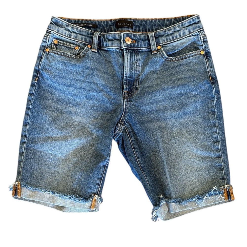Talbots Blue Girlfriend Denim Jean Short 9" Inseam Size 28 Gracie Wash